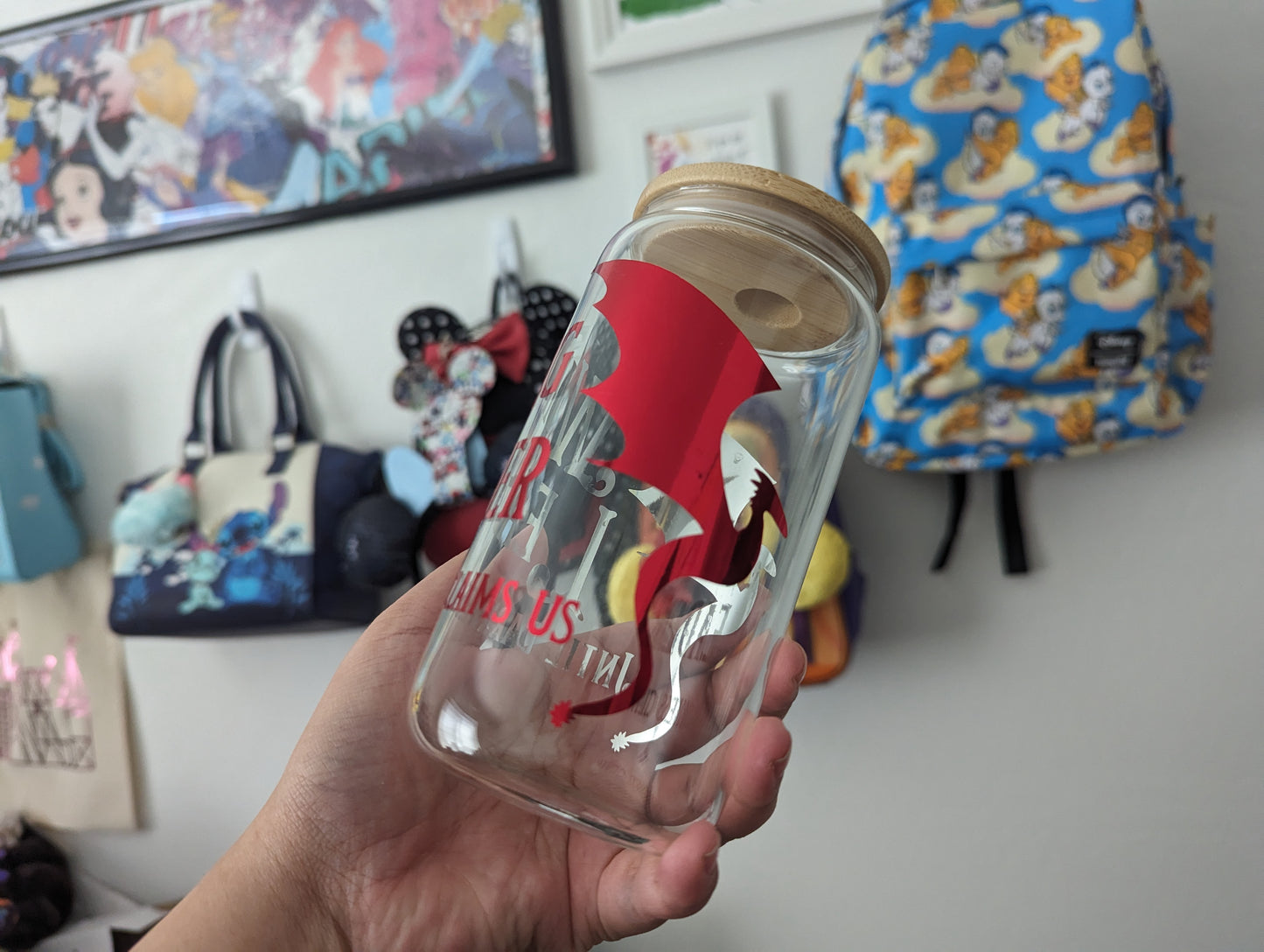 Copy of Wing Leader V 2 | Glass Can Cup, Glass Cup, Bamboo Lid, Reusable Glass Cup, Manon Blackbeak Inspired