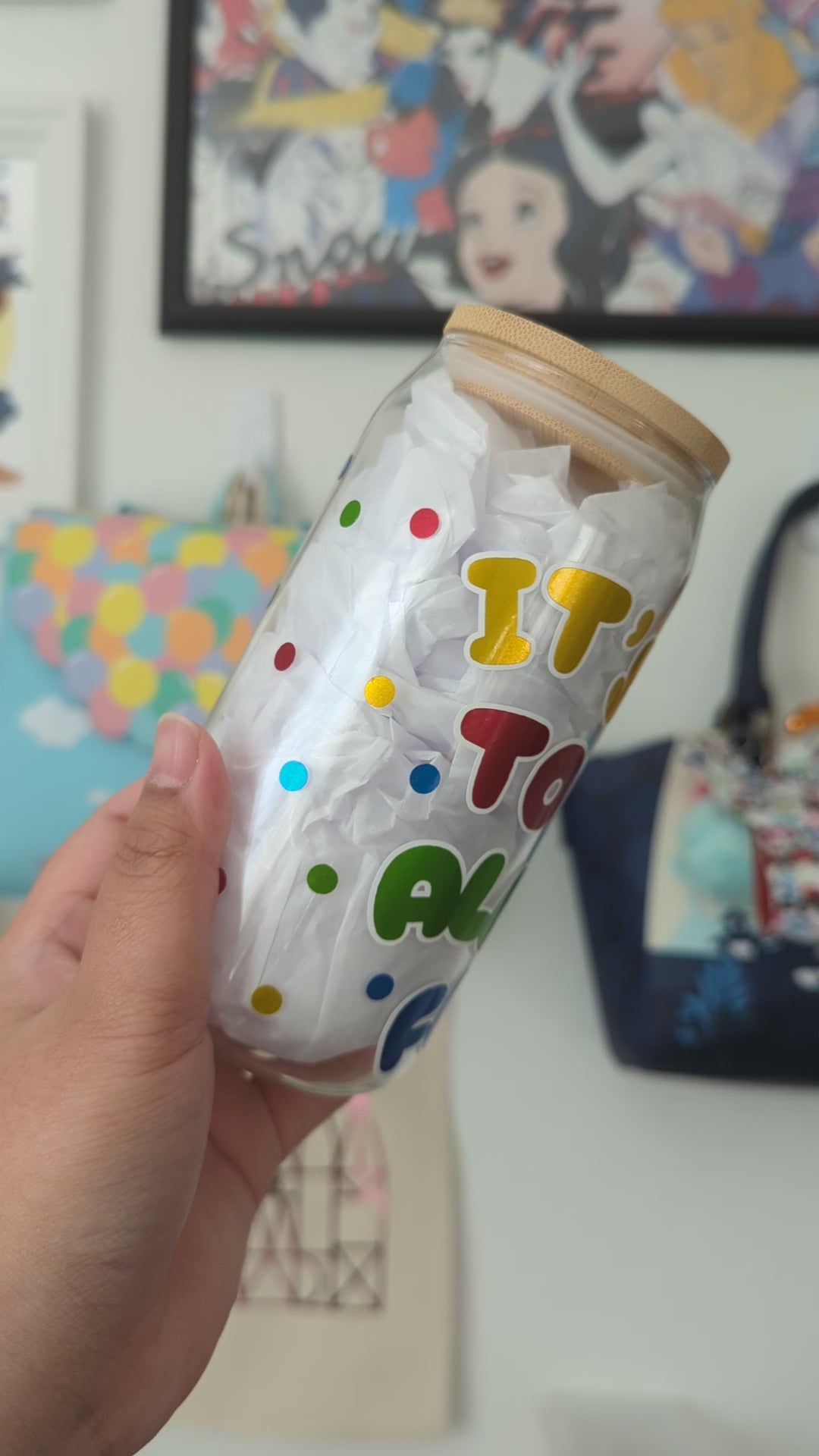 Full design for the Inside Out inspired glass can cup.